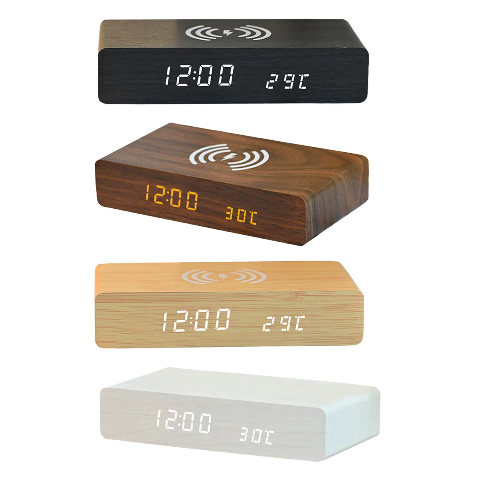 wooden clock with wireless charger