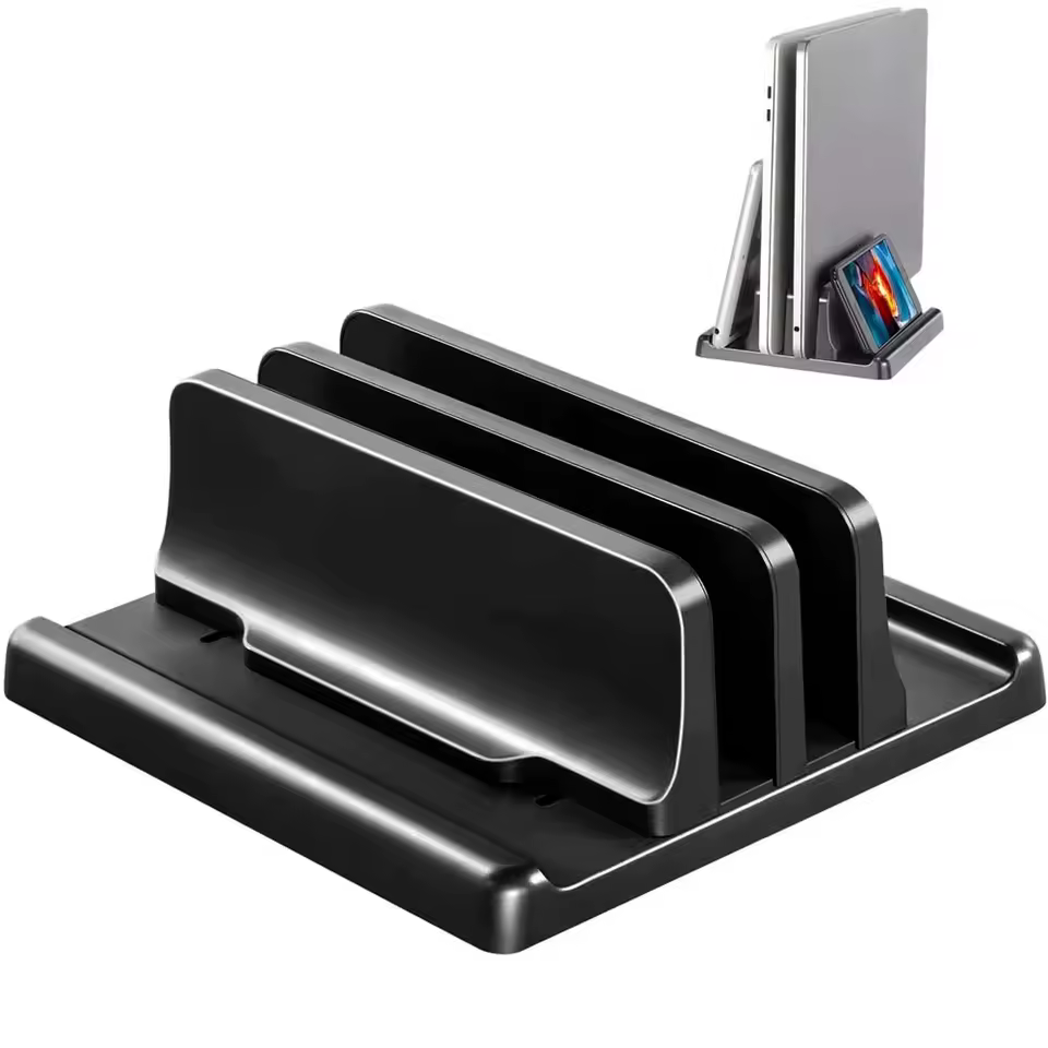 Vertical laptop stand for two laptops