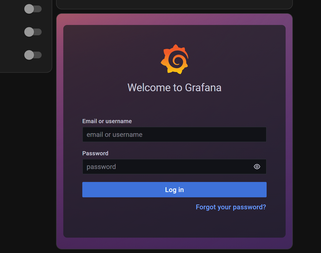 Grafana login