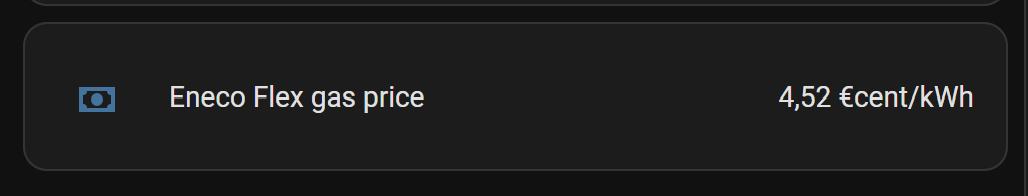 Eneco Flex gas price on your dashboard