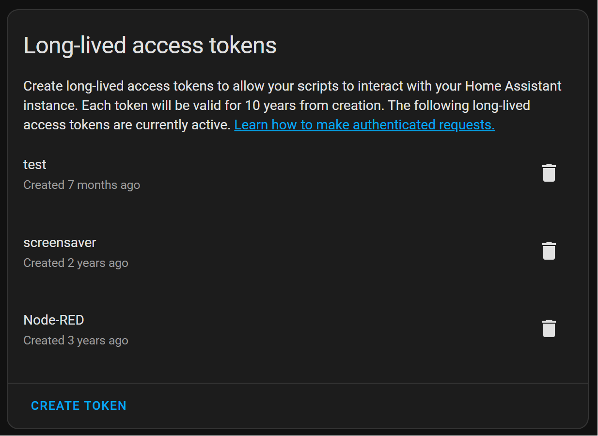Create a token in Home Assistant