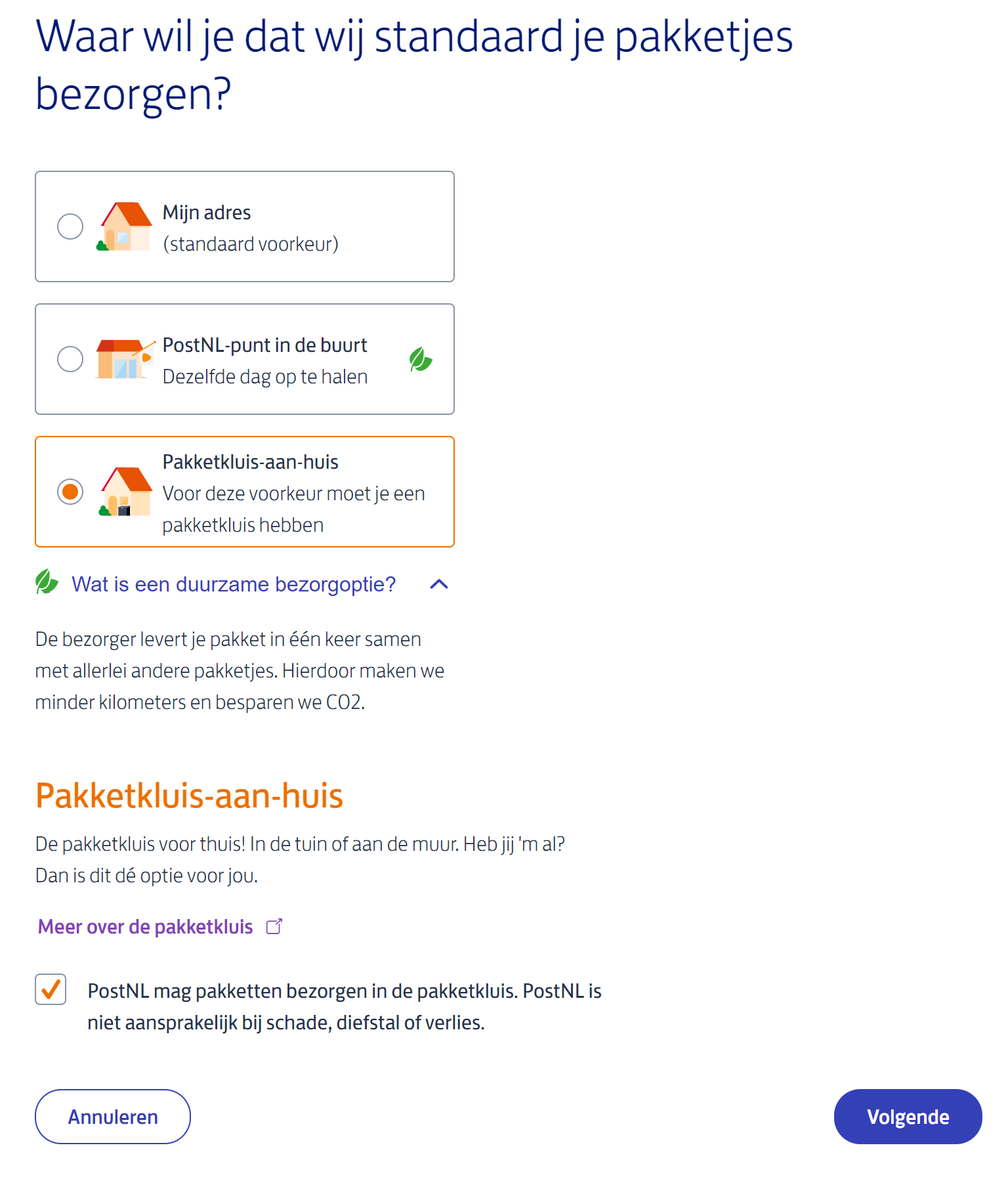 PostNL deliver preferences